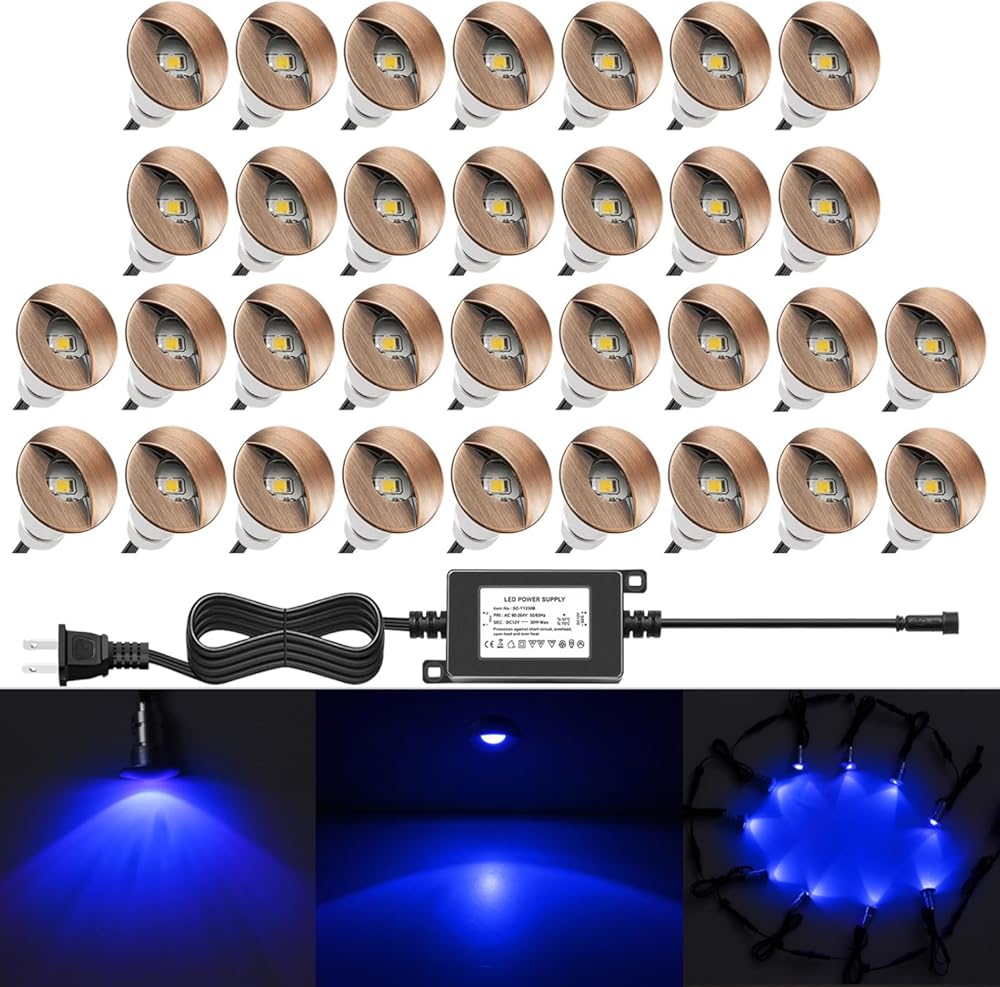 30pcs Recessed Deck Lights Low Voltage LED Yard Lighting 1-1/25