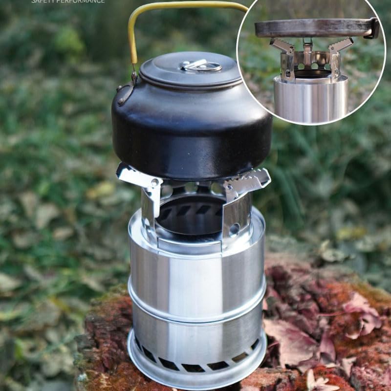 Outdoor Fireplaces Stainless Steel Camping Wood Stove Equipment Portable Fire Heater Outdoor Tourist Burner Charcoal Grill Stovepipe Fire Pits