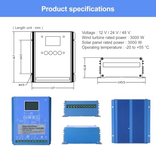 Wind Solar Hybrid Charge Controller with Unloading Resistor - Automatic Boost for Renewable Energy Solutions | Perfect for Power Plants & Street Lighting Systems