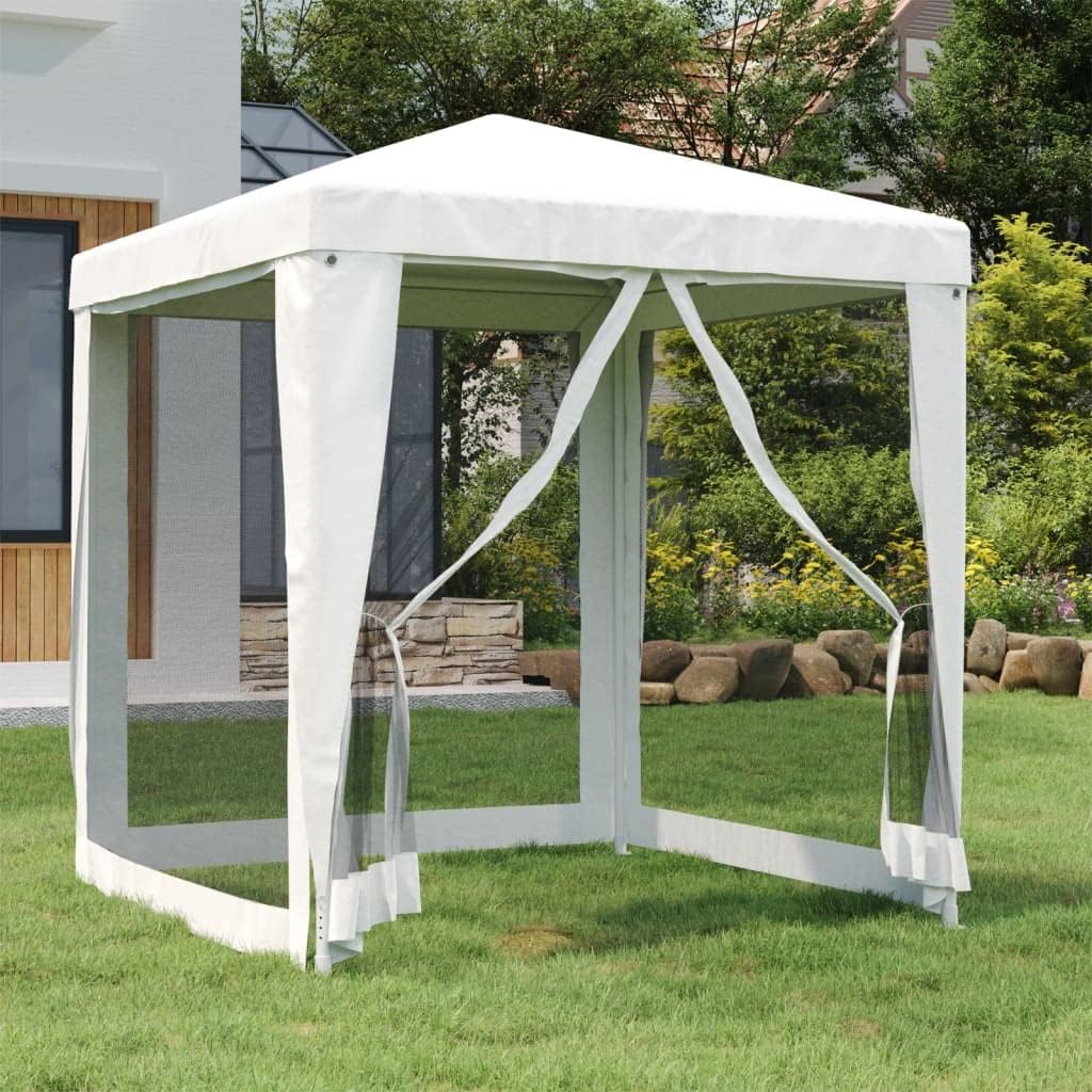 Party Tent with 4 Mesh Sidewalls 6.6'x6.6' White,Includes Four mesh Side Walls, one with a Convenient Zipped Entrance for Easy Access Outdoor Living, Patio Furniture & Accessories