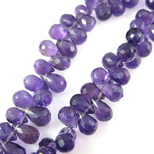 amethyst gemstone-semi precious gemstone bead-genuine faceted briolette bead-teardrop- 8 mm 15 pcs