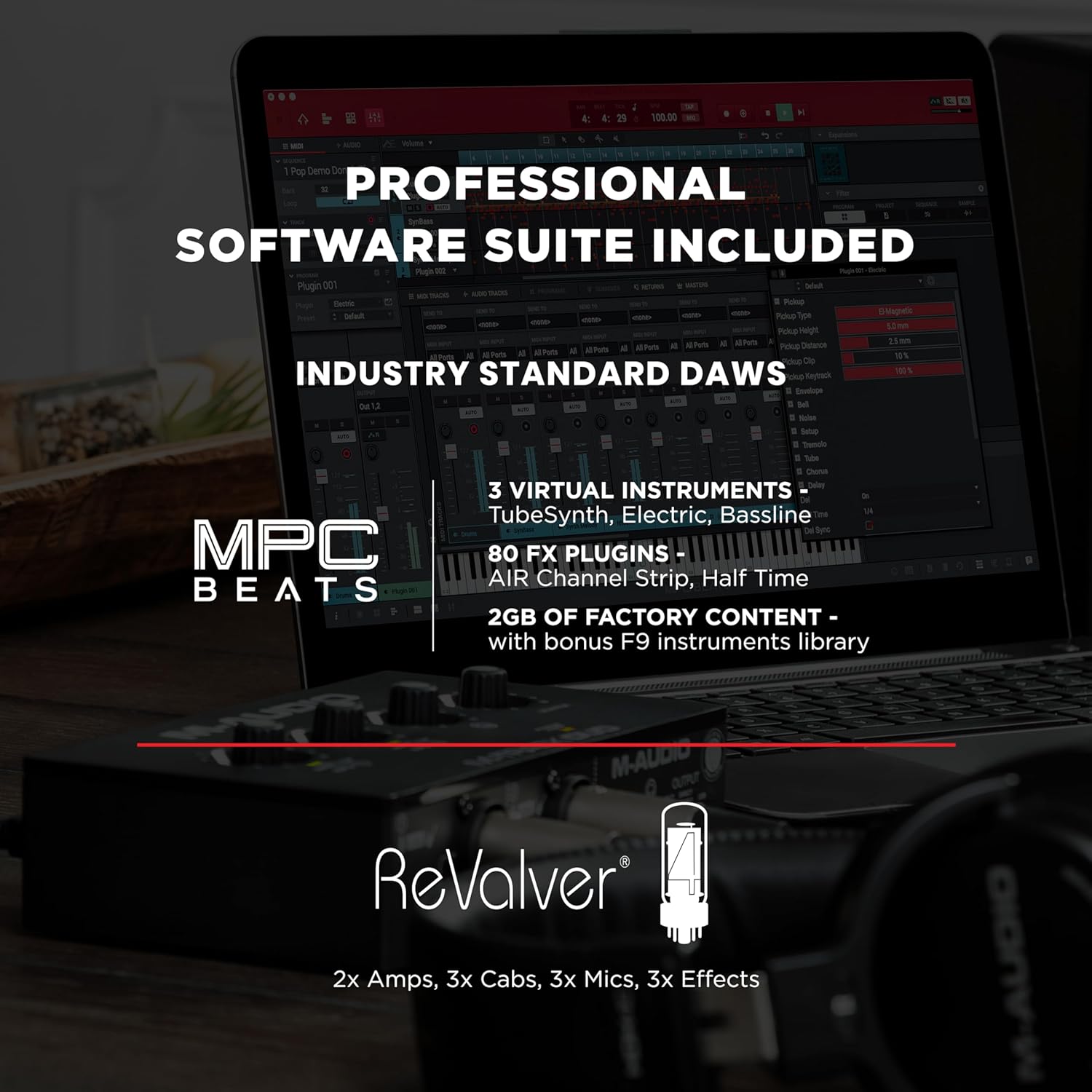 M-AUDIO M-Track Duo USB Audio Interface for Recording, Streaming and Podcasting with Dual XLR, Line and DI Inputs, plus a Software Suite Included