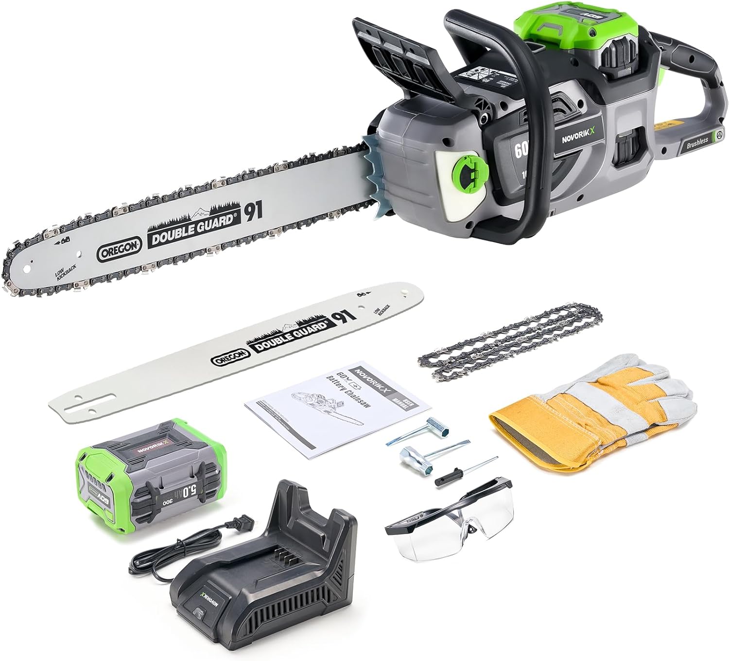 60V Brushless Cordless Chainsaw, 18
