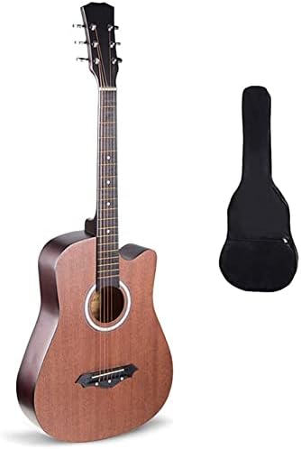 Full Size Guitar Acoustic Guitar Beginner Ballad Guitar Student Metal String Basswood Rock Instrument Waterproof Backpack 38 Inches Beginner Acoustic Guitar Starter Package Student G (A brown)