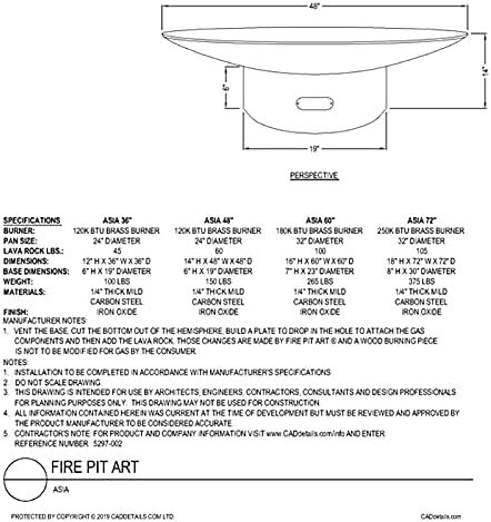 Fire Pit Art Asia Wood Fire Pit (Asia-36), 36-Inch