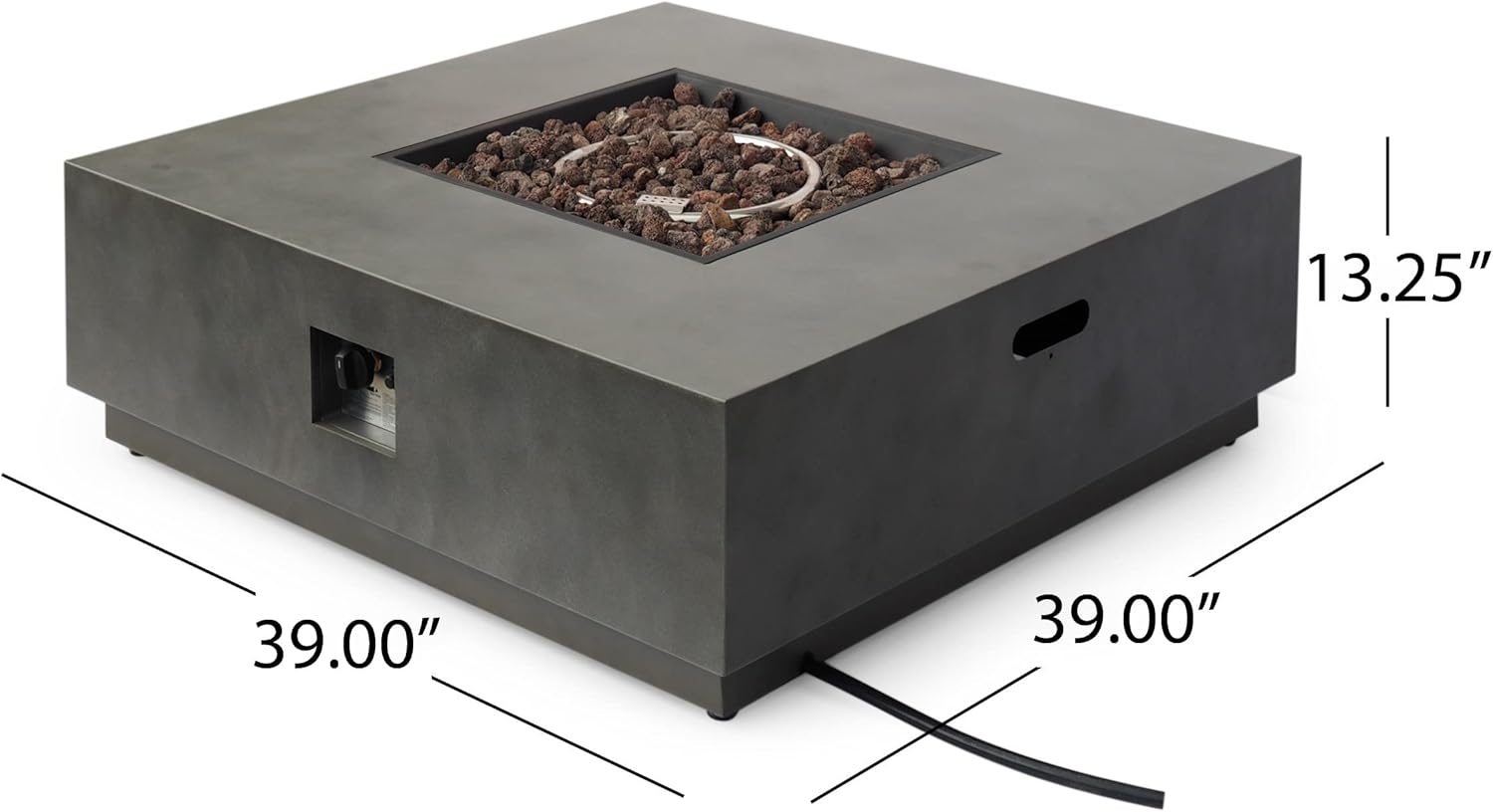 Christopher Knight Home Wellington Outdoor 50,000 BTU Square Fire Pit (No Tank Holder) - Concrete Finish