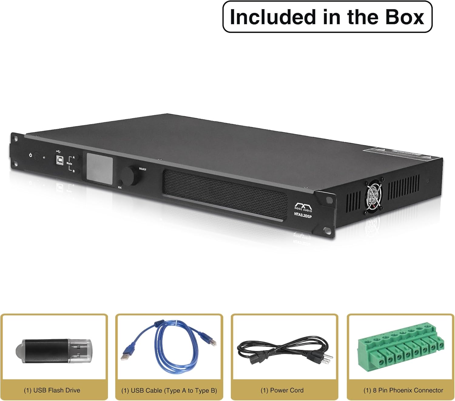 Sound Town MODE Audio Network 2-Channel PA/DJ Power Amplifier 2 x 450W, with DSP, FIR, Dante, PA Speaker Management with Display, Supports Low-Z 70V/100V (NTA3.2DSP)