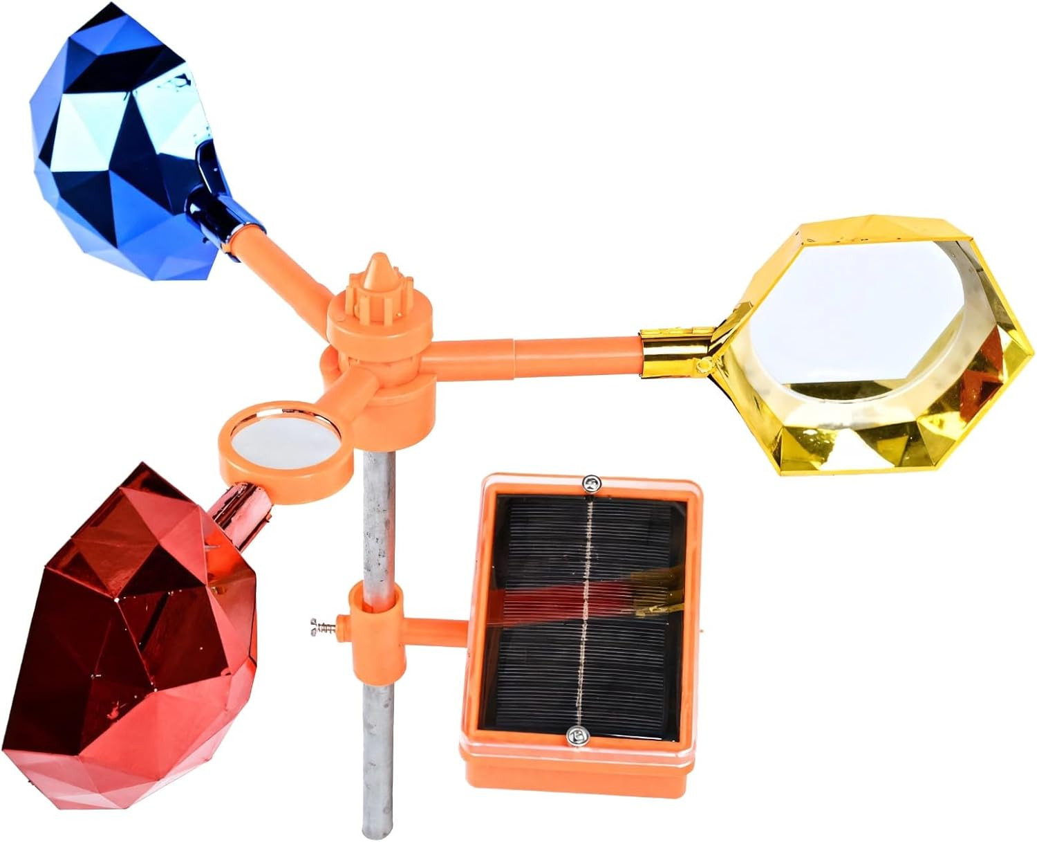 Smart Solar-Powered Bird Repellent With Voice & Light Modes, Galvanized Base & Stainless Steel For Orchards & Farms