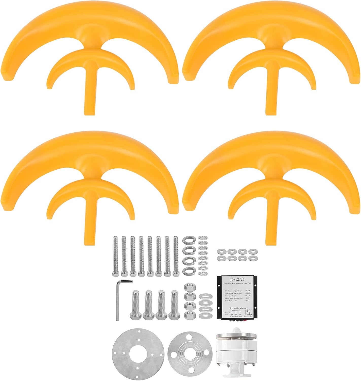 Wind Turbine 4 Blade Lantern Type 1200W Electricity Producer Equipment Parts for Home Ship Surveillance Alloy Steel Plastic (12V)