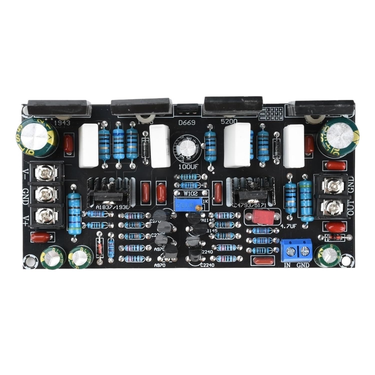Mono 200W Digital Sound Power Amplifier Board 20-90V Positive Negative Dual Voltage A1943/C5200 Rear Amplifier Module