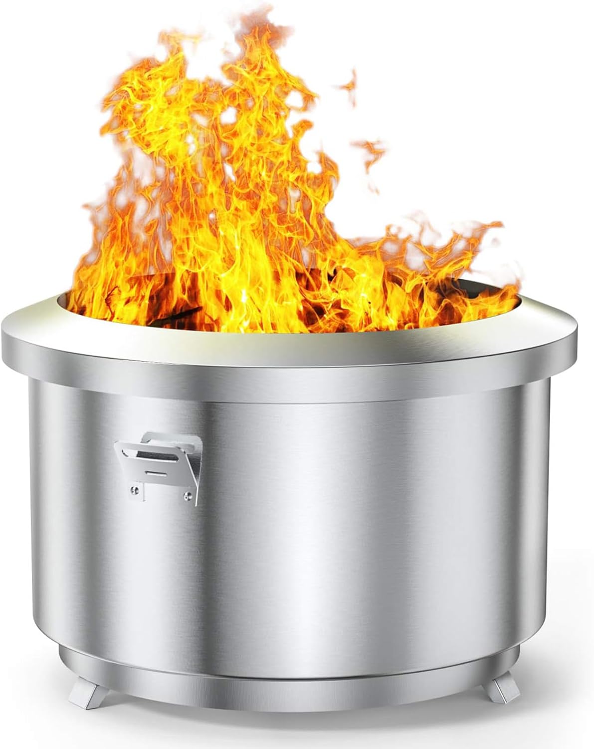 Onlyfire 24 Inch Outdoor Smokeless Fire Pit Stainless Steel Fire Bowl, Portable Wood Burning Stove with Detachable Handles for Backyard Camping