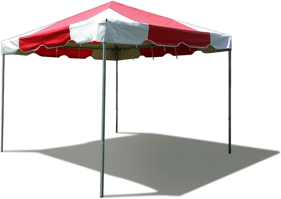 Party Tents Direct 10x10 Heavy-Duty Waterproof Canopy Tent - Steel Frame Outdoor Gazebo for Weddings, Parties & Camping - Red Vinyl Cover