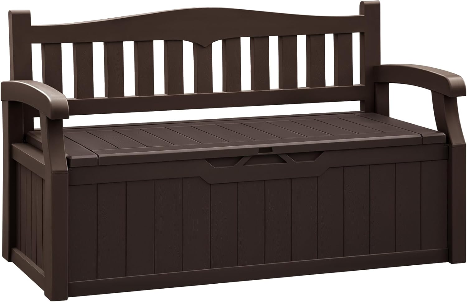 Flamaker 80 Gallon Storage Bench Outdoor Indoor, Durable All-Weather Seating with Hidden Storage, Lockable Deck Box for Garden, Patio, Poolside (Brown)