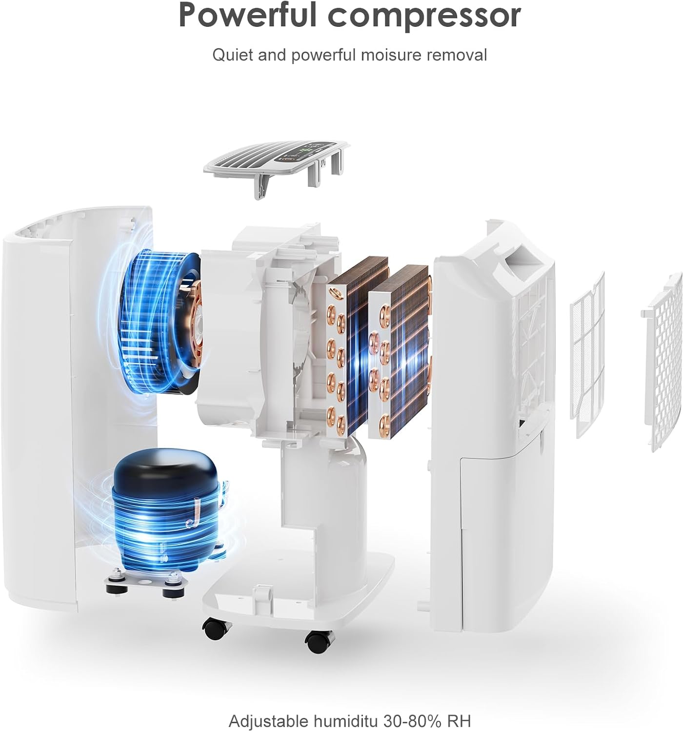 2500 Sq.Ft Dehumidifier for Home Basement, ANDTE 34 Pints Dehumidifier with Drain Hose with Smart Humidity Control, 3 Operation Modes, Powerful Moisture Removal for Large Room, RV, Bathroom, Bedroom