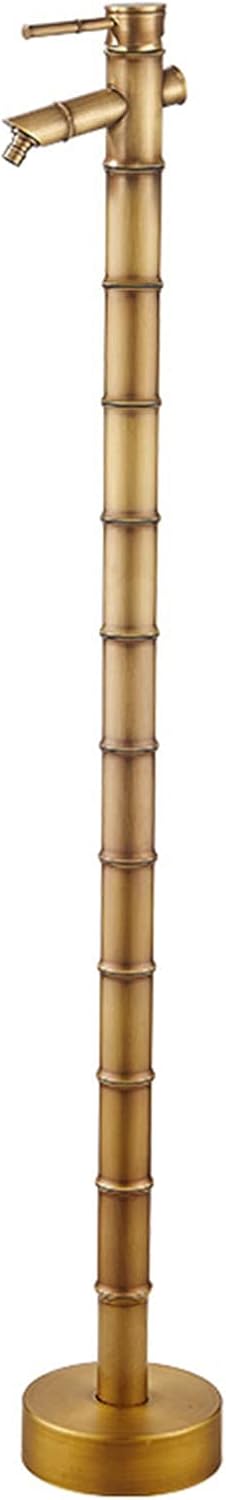 Full Copper Vintage Garden Water Column with Faucet, Modern Freestanding Water Fountain Yard Water Dispenser, Patio Watering Car Wash Hose for Tub/Mop Pool,Type A Bottom Water Inlet