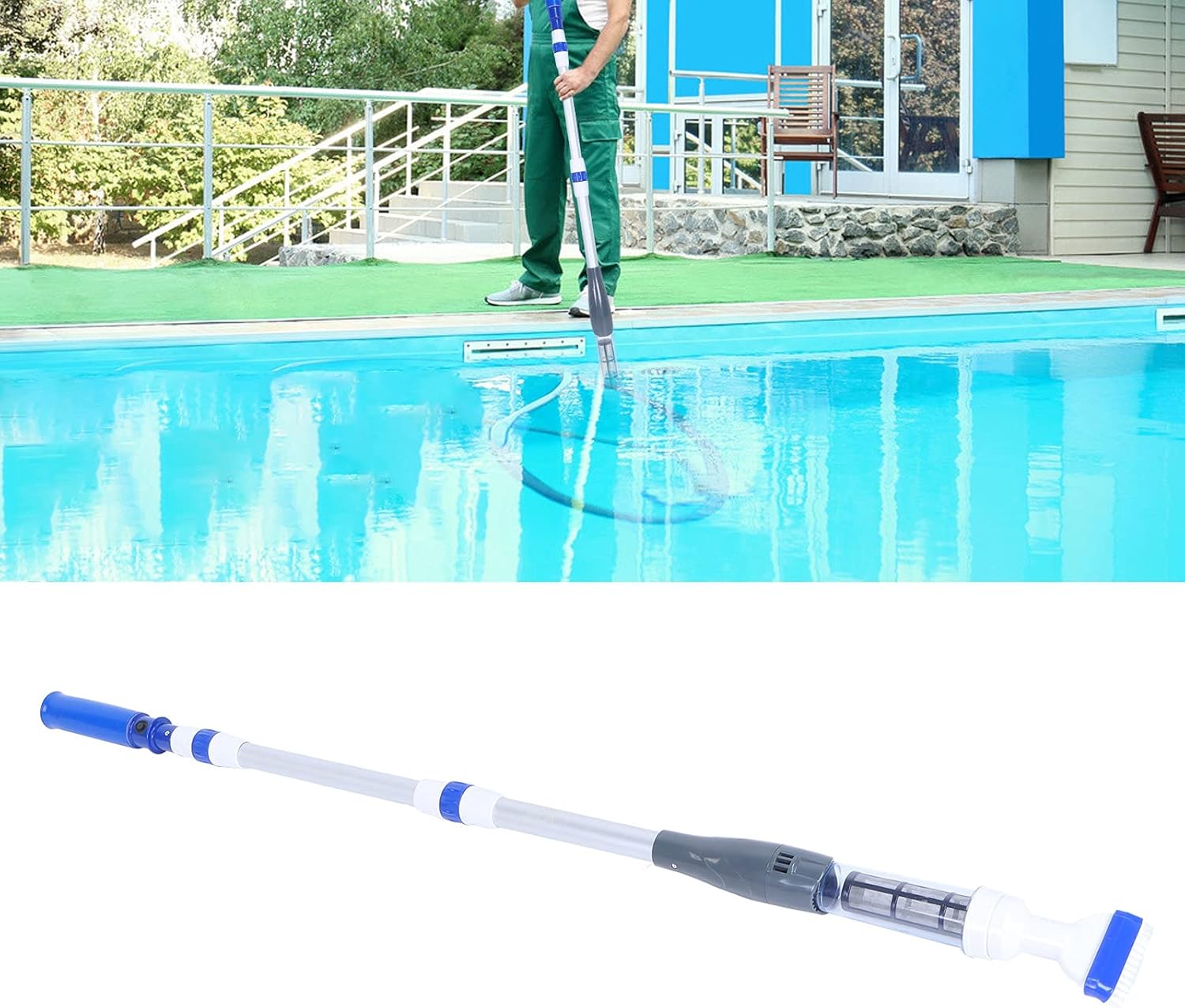 Suction Cleaner, Electric Vacuum Cleaner Battery Powered Swimming Pool Cleaner for Floor Wall Step