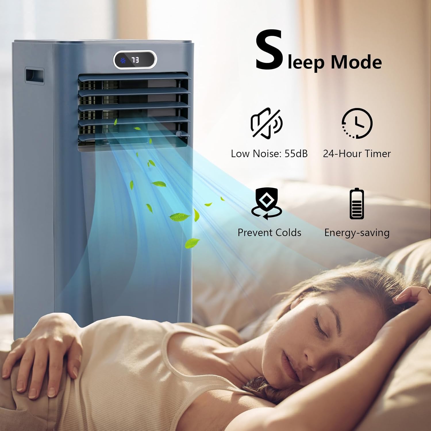 ARLIME Air Conditioner Portable, 8000 BTU Cools up to 230 sq. ft, Portable AC Unit with Fan & Dehumidifier, 2 Speed, Child Lock, 24H Timer, LED Display, Air Cooler for Living Room, Bedroom, Office