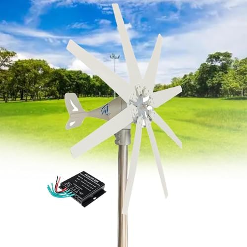 14000W Wind Turbine Generator - 8 Blades, 12V/24V/48V MPPT Controller, Auto Windward Adjustment for Marine, Home, Hybrid Solar & Wind Power Systems