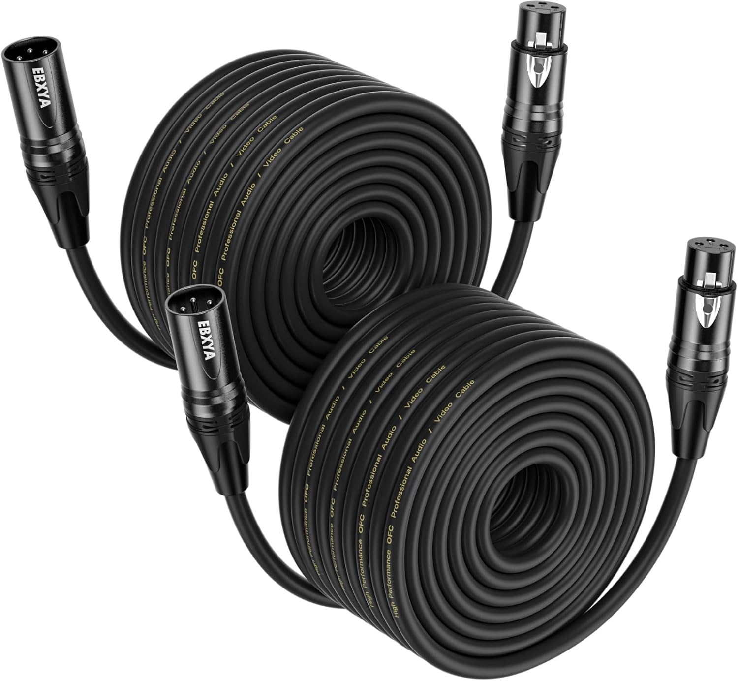 EBXYA XLR Cables, 100 Feet 2-Pack XLR Male to Female Microphone Cable, 3-Pin Balanced Speaker Cable, Multi-Colored Mic Cord for Mic Mixer, Speaker Systems, Radio Station, Podcast
