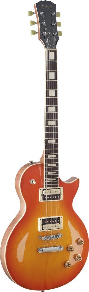 Stagg SEL-ZEB-HB L Series Zebra 6-String Electric Guitar with Solid Mahogany Body - Honeyburst