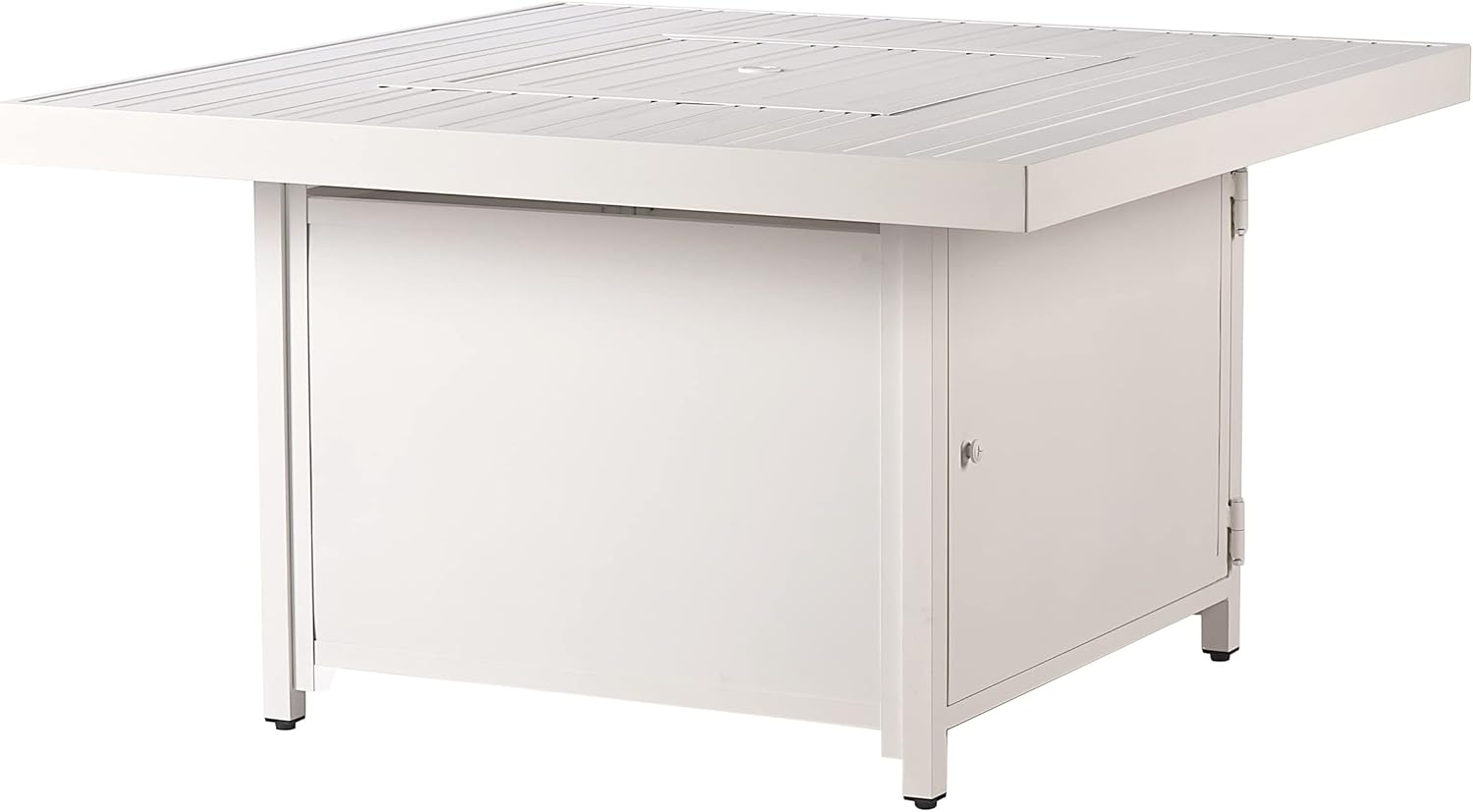 Square 42 in. x 42 in. Aluminum Propane Fire Pit Table with Glass Beads, Two Covers, Lid, 57,000 BTUs in White Finish