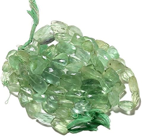 13 inch natural beads strand of 20-22mm faceted tumble green fluorite gemstone beads for DIY jewelry - necklace, bracelet, earring, ring.