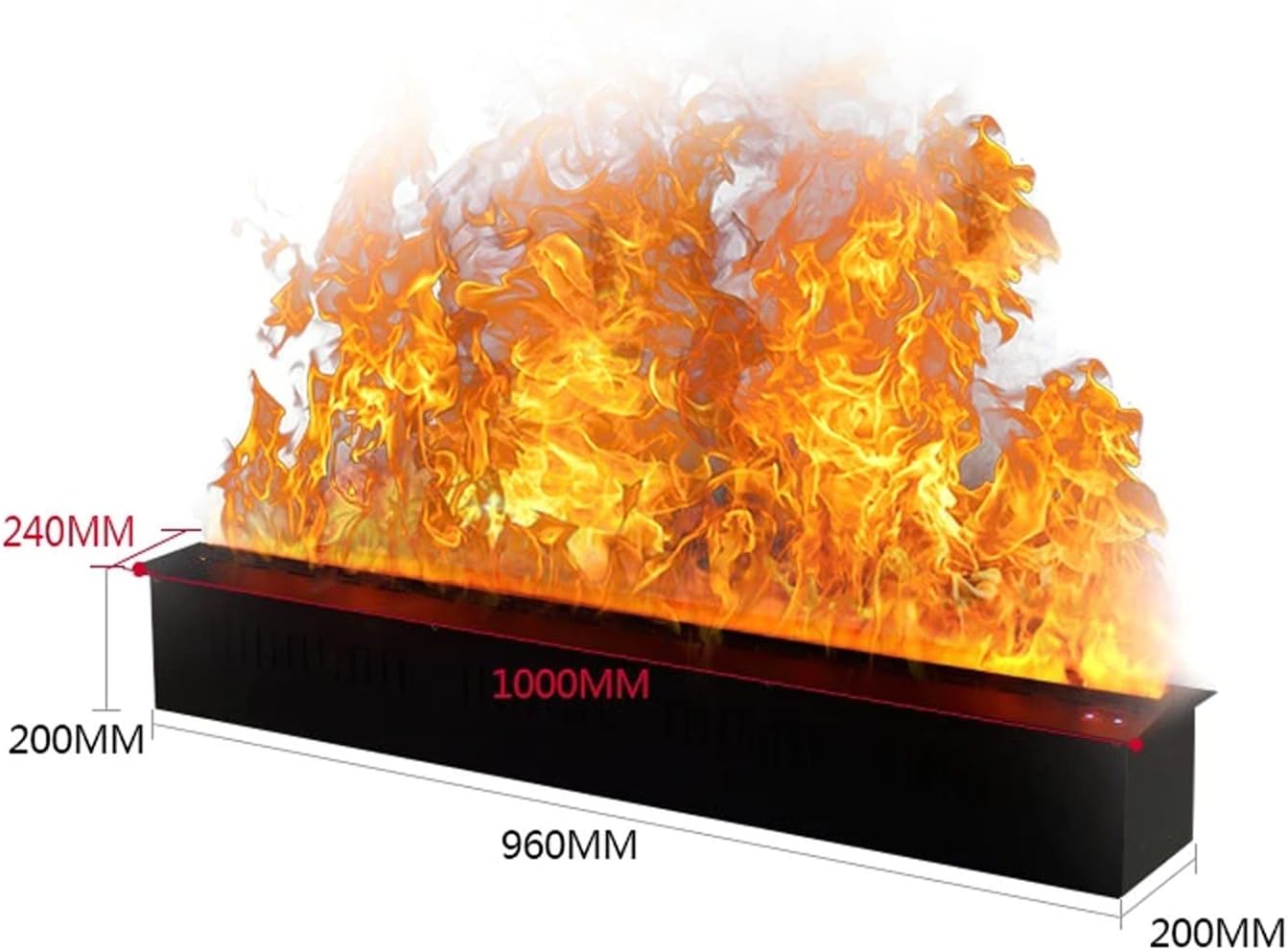 3D Water Vapor Fireplace with Humidifier Flame 3D Simulation Flame Electric Fireplace-Wall Mounted Super Long Flame ​Low Noise with Anti-Drying Protection and Remote Control
