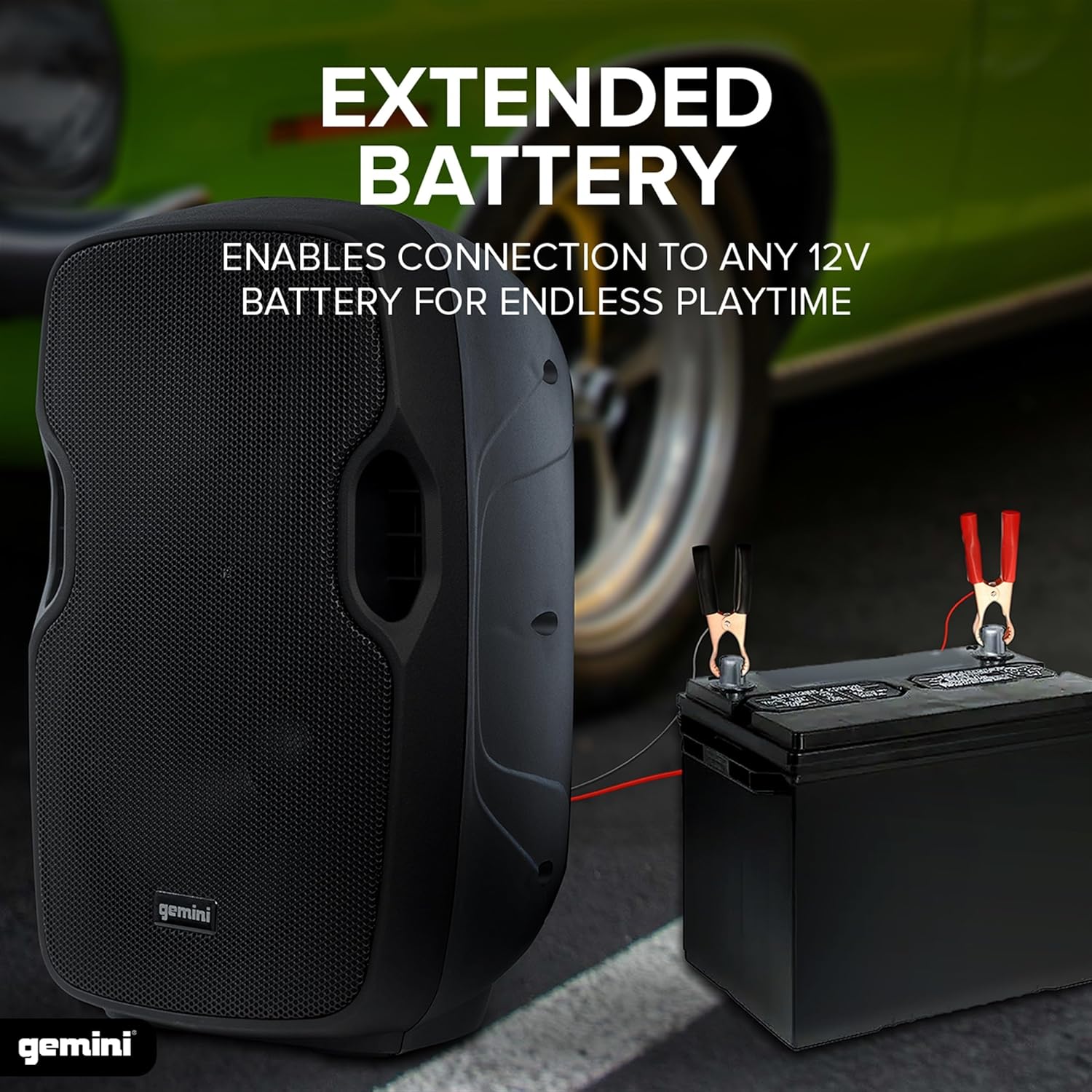 Gemini 8” 500W Wireless Battery-Powered Bluetooth PA Speaker with Mic/Guitar Inputs, Echo, USB/SD/FM – Portable Pro Audio for Performers, Karaoke & Outdoor Events (AS-08TOGO)