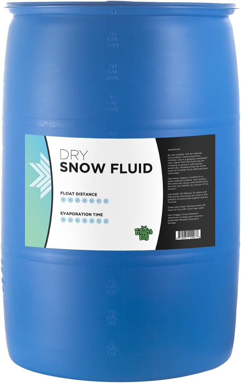 Froggys Flakes - 55 Gallon Drum - Snow Machine Juice Fluid - Dry Formula (50-75 Feet Float/Drop)