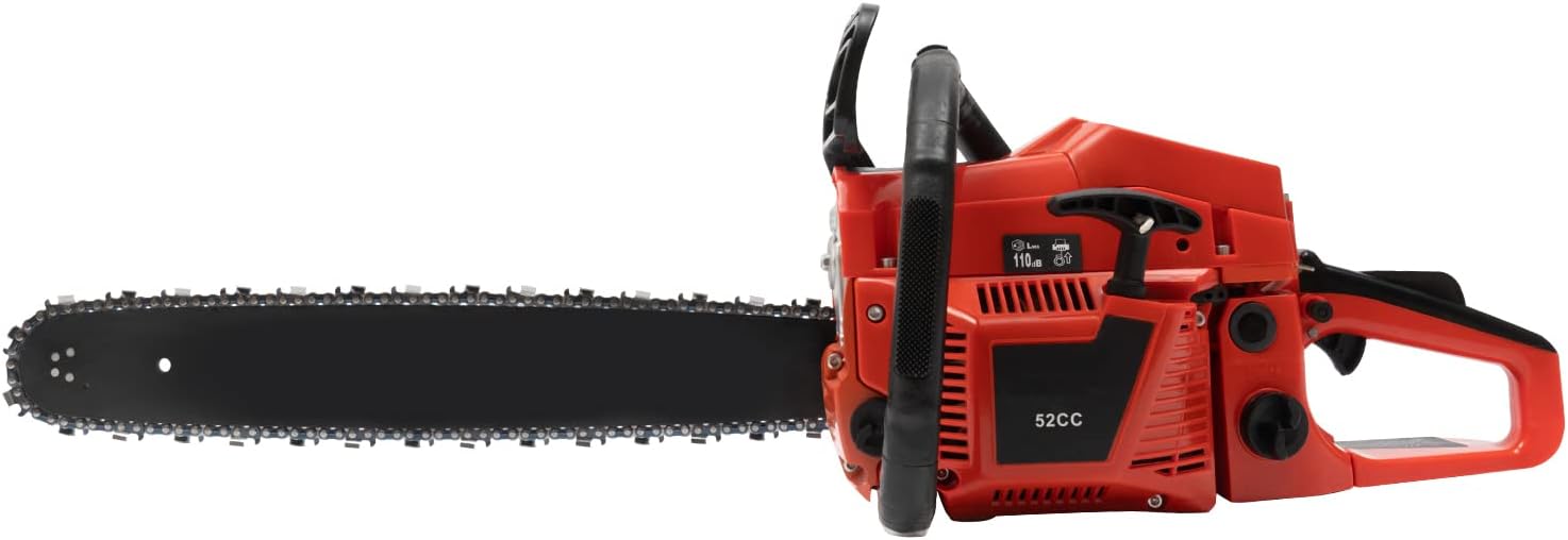 52CC 2-Cycle Gas Powered Chainsaw, 20 Inch Handheld Cordless Petrol Chain Saw for Tree Wood Cutting, Gasoline Chainsaw for Pruning, Logging