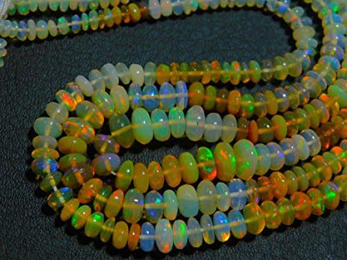 13 inch natural beads strand of 3-5mm smooth rondelle ethiopian welo opal gemstone beads for DIY jewelry - necklace, bracelet, earring, ring.