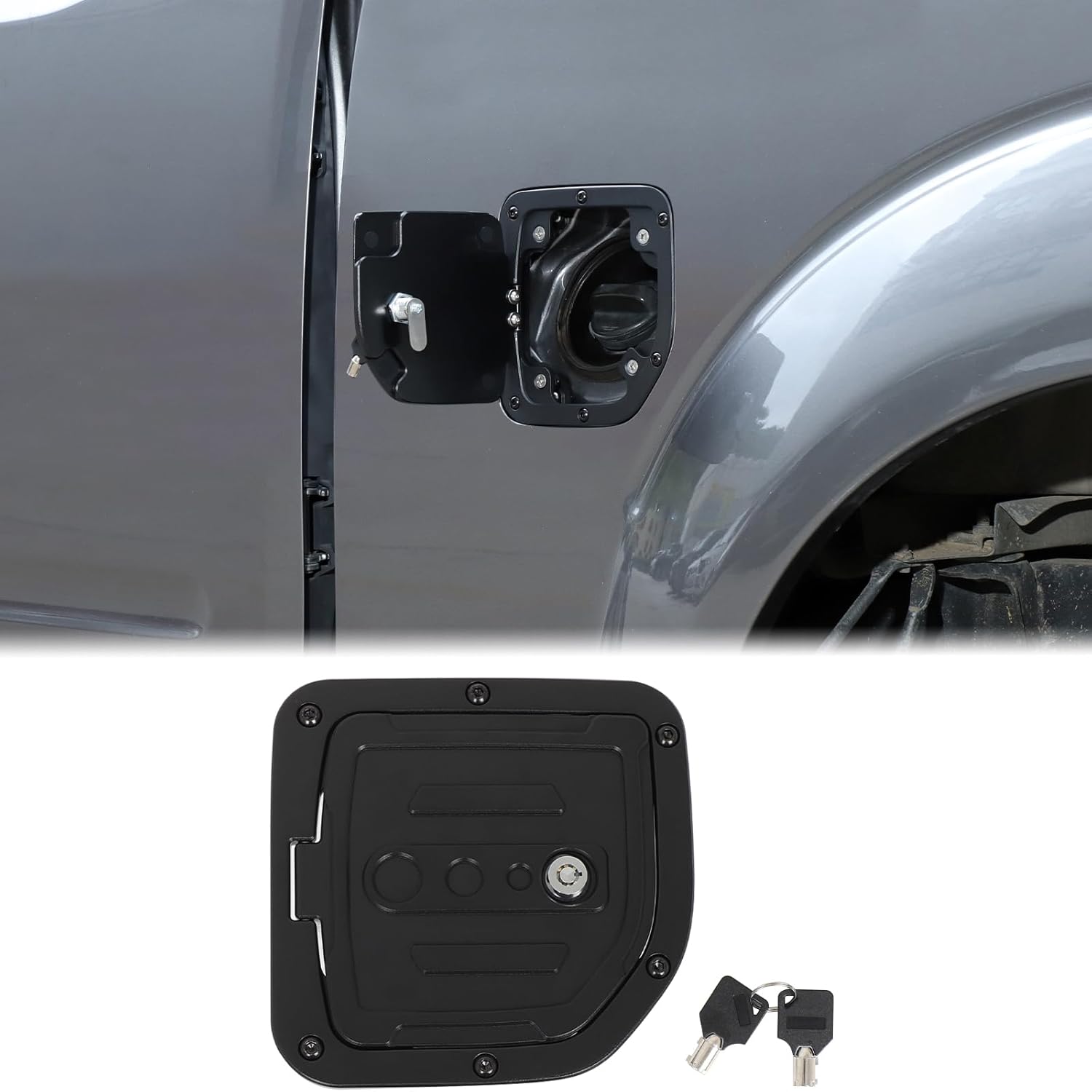 Car Fuel Tank Cap Replacement Anti-theft Lock Cap Compatible with Nissan Frontier 2009-2017 Accessories, Car Door Gas Caps Tank Trim Cover Fuel Filler Protector with Key/Lock, Only Fit 2-Door Version