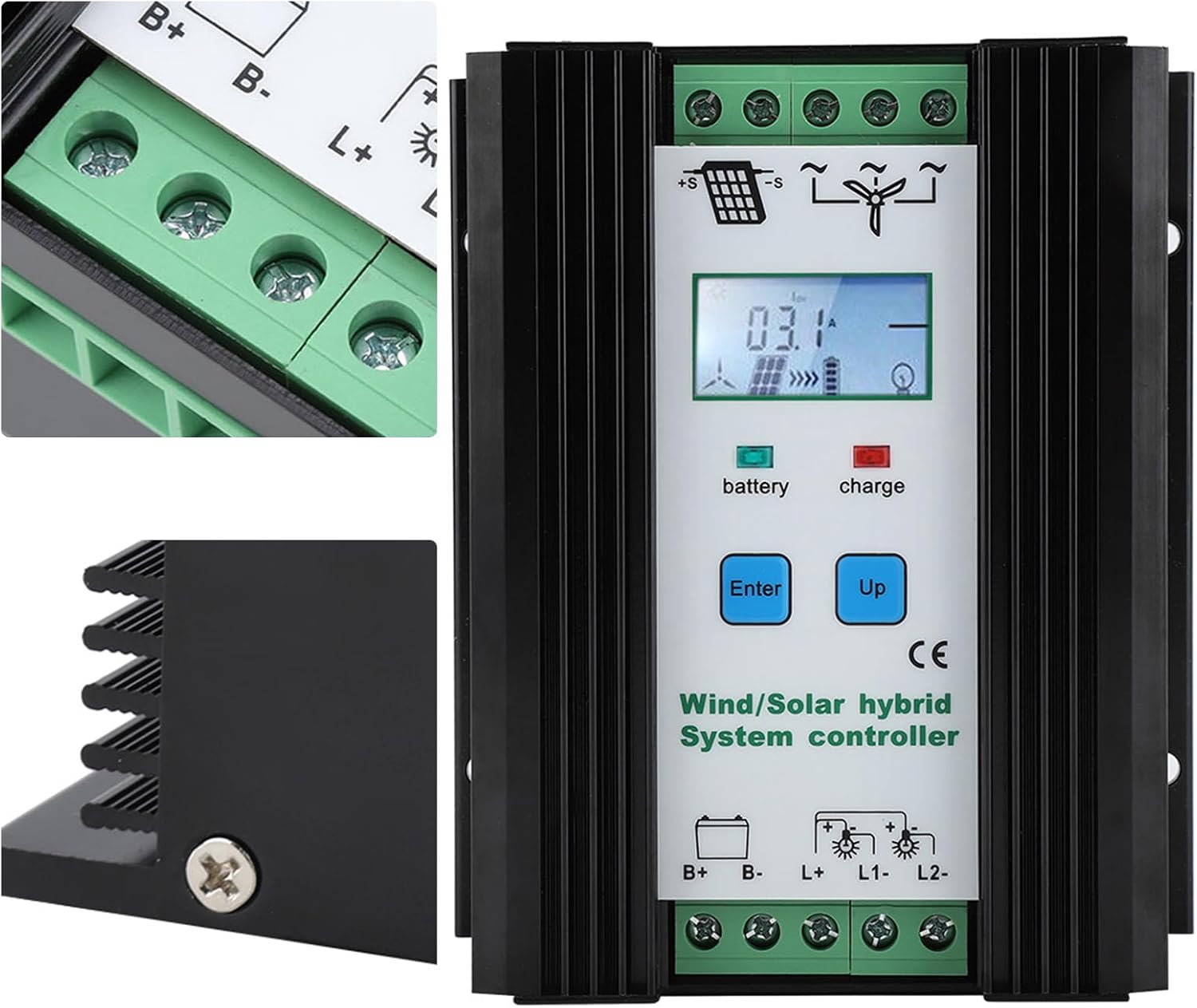Wind and Solar Energy Hybrid Controller, Digital Intelligent Boost Charging Regulator, 50A 12V 24V - High Efficiency Digital Control, Built - in Protection Features, Ideal for