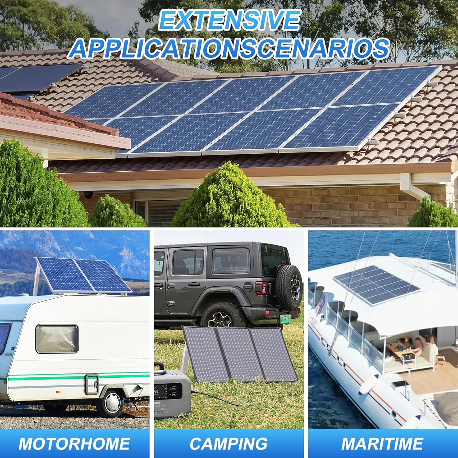 4 Pcs Adjustable Aluminum Alloy Solar Panel Tilt Mount Brackets for 50–400 W Panels on RV, Boat, Roof, Flat Surface & Wall (14–27″ Arms, 15°–30° Tilt)