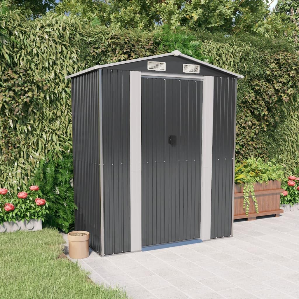 Galvanized Steel Outdoor Storage Shed Anthracite 75.6 x 42.5 x 87.8 in for Garden Tools Pool Gear Backyard Organization