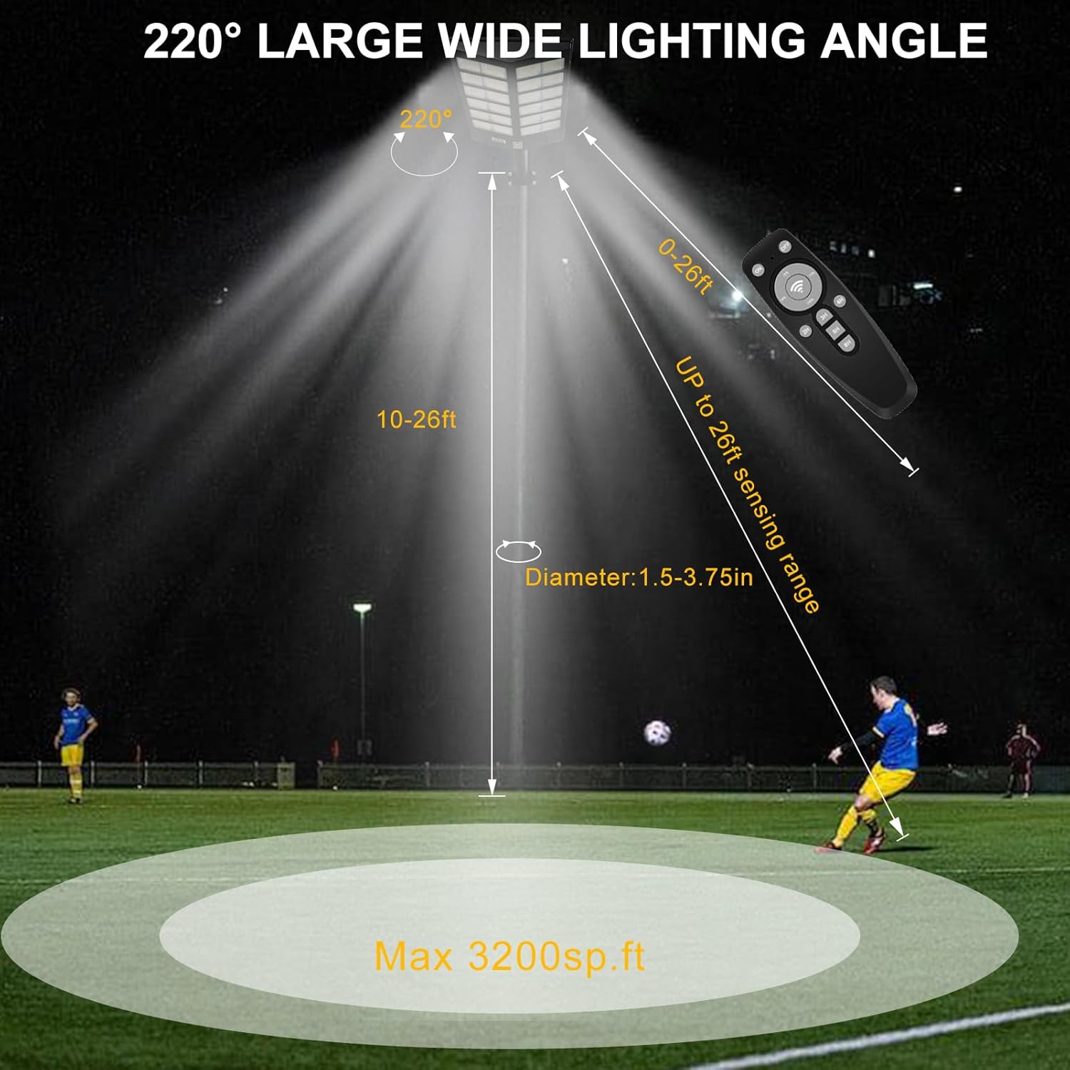 7200W Solar Street Lights Outdoor Motion Sensor Wall Light - 480pcs LED True 96000LM Wide Angle Solar Lights,Waterproof IP66 Street Lights Solar Powered for Playground Yard (7200W)