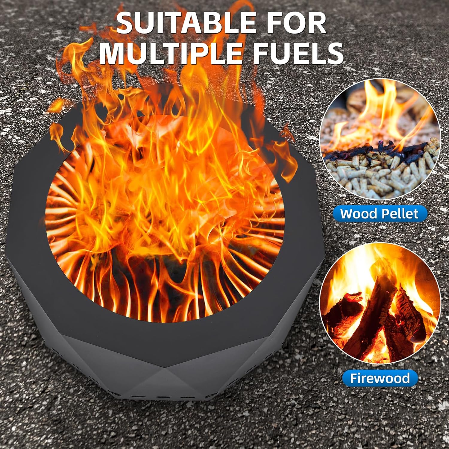 Smokeless Firepit Outdoor-25 Inch Large Smokeless Fire Pits for Outside with Handles, Fire Pit Lid Cover Round - 34