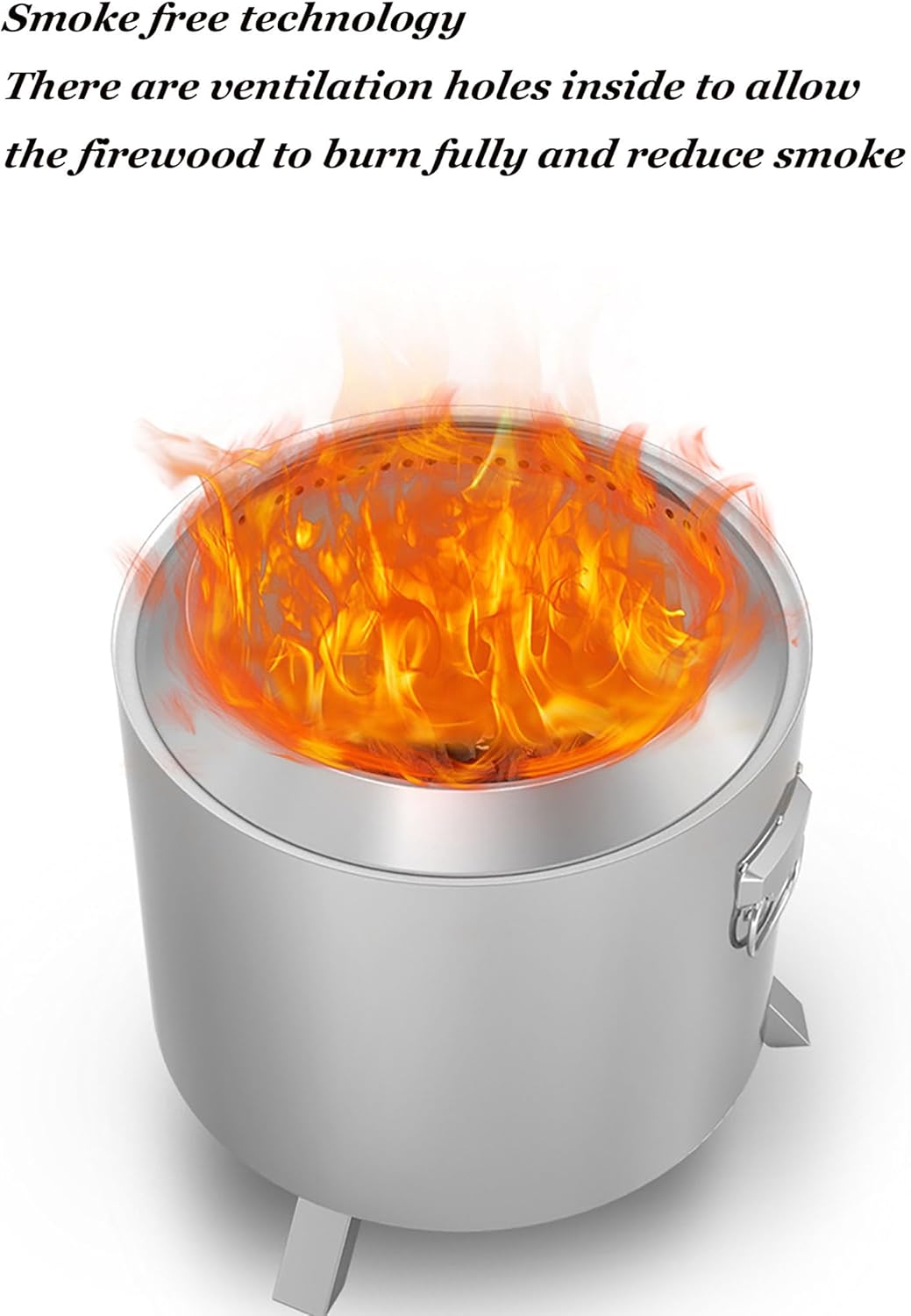 18 Inch Smokeless Fire Pit, Smoke Portable Firepits,Wood Burning Portable Stainless Steel Outdoor Firepit for Camping Party,Backyard,Garden