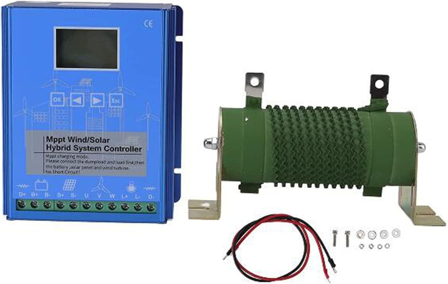6000W Wind Turbine Solar Panel Hybrid Charge Controller with Dump Load Wind Solar Hybrid System MPPT Charge Controller 12V 24V Auto 48V Regulator (Blue)