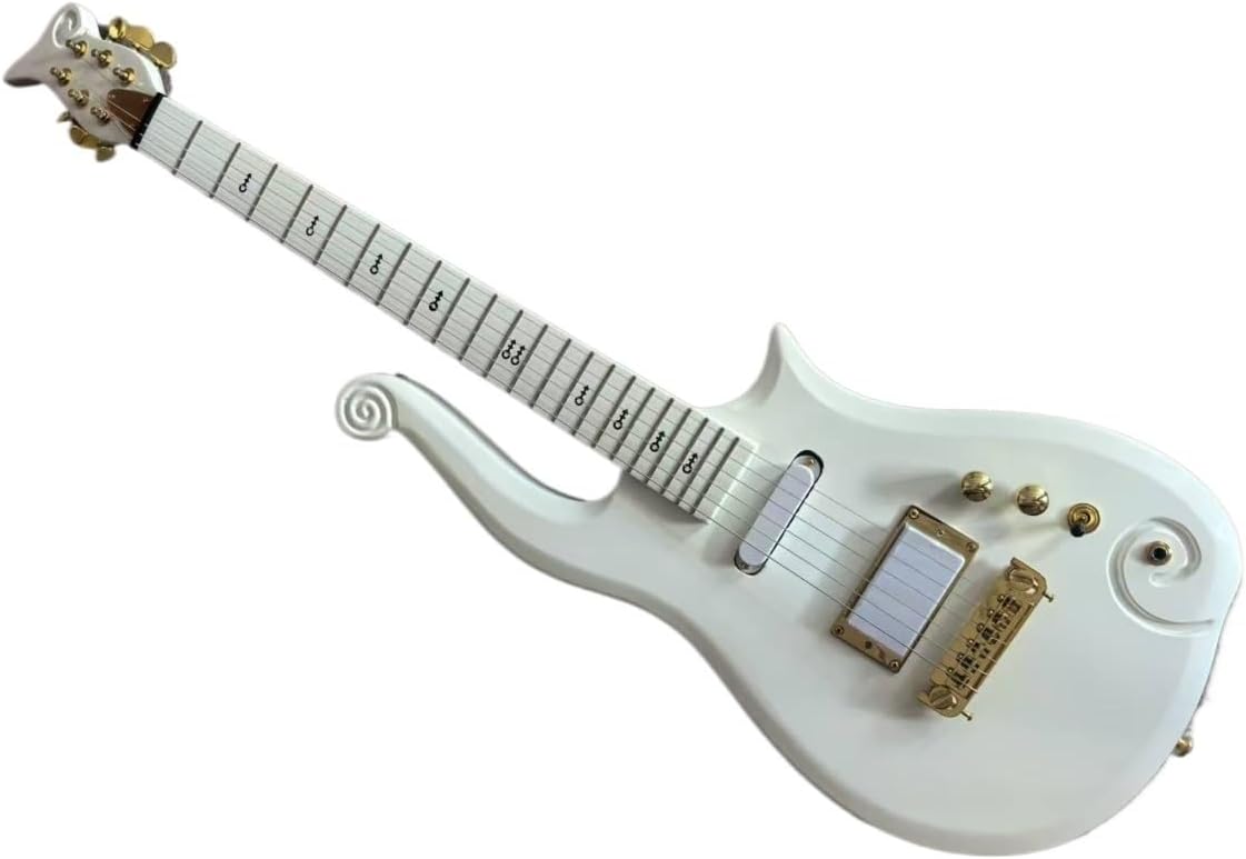 Custom Body Electric Guitar White Finish Gold Hardware Maple Neck & Fretboard with Love Symbol Inlay