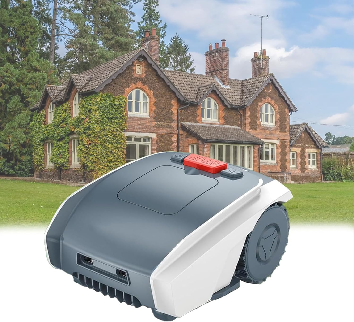 Fully Automatic Lawn Mower, Lawn Robot, Path Planning, Robotic Lawnmower with Automatic Charging, for Lawns/Gardens of 1500㎡, Weatherproof, Safety Protection Device,Grey