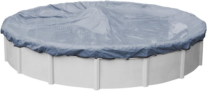 Pool Mate 30 ft Heavyweight Blue Winter Pool Cover for Above Ground Pools, 4 ft Overlap (34 ft Cover Size), Solid 12 x 12 Scrim, 3.7 oz/yd2, 18-Year Warranty, Style: 3430-4-PM