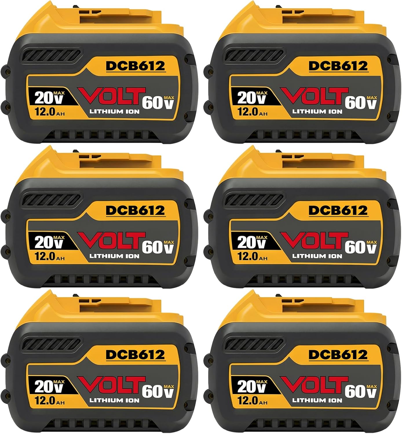 6 Packs 12000 mAh Battery Compatible for Dewalt 20V/60V MAX Battery DCB612 DCB609 DCB606, High Capacity Lithium-ion Batteries Replacement Compatible with Dewalt 20v/60v Cordless Power Tools