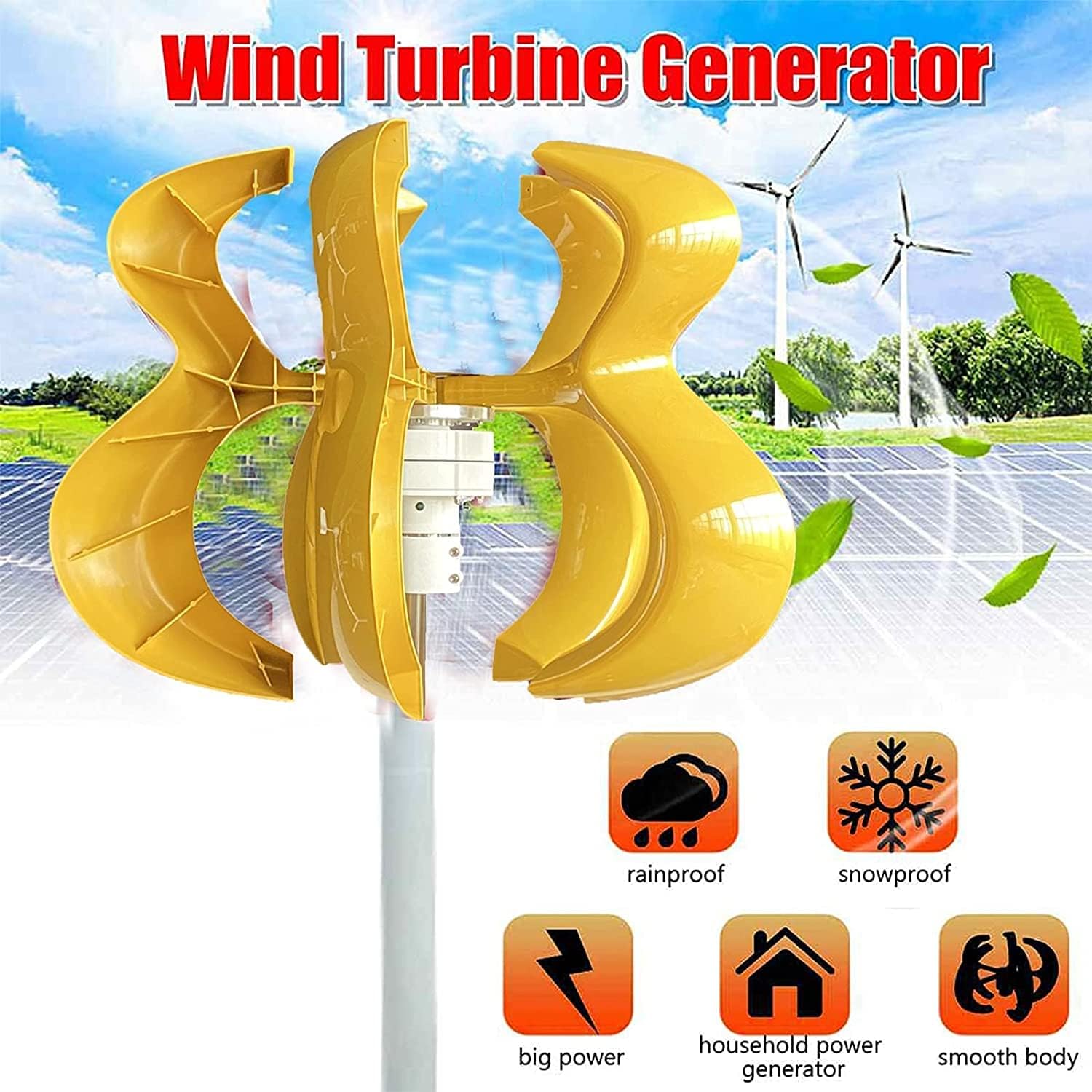 12000 W Lantern Vertical Axis Permanent Magnet Wind Turbine Generator with Controller for Home Light Use