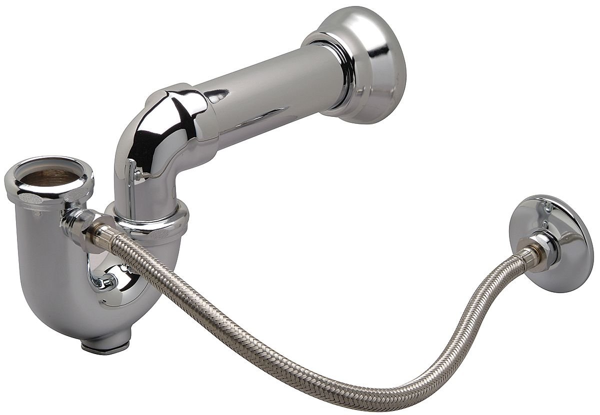 Zurn Z1021-PC Water-Saver Trap Primer with Cleanout, Wall Arm, Ground Joint Elbow with 1 1/2” NPT Outlet, Flexible Primer Tube