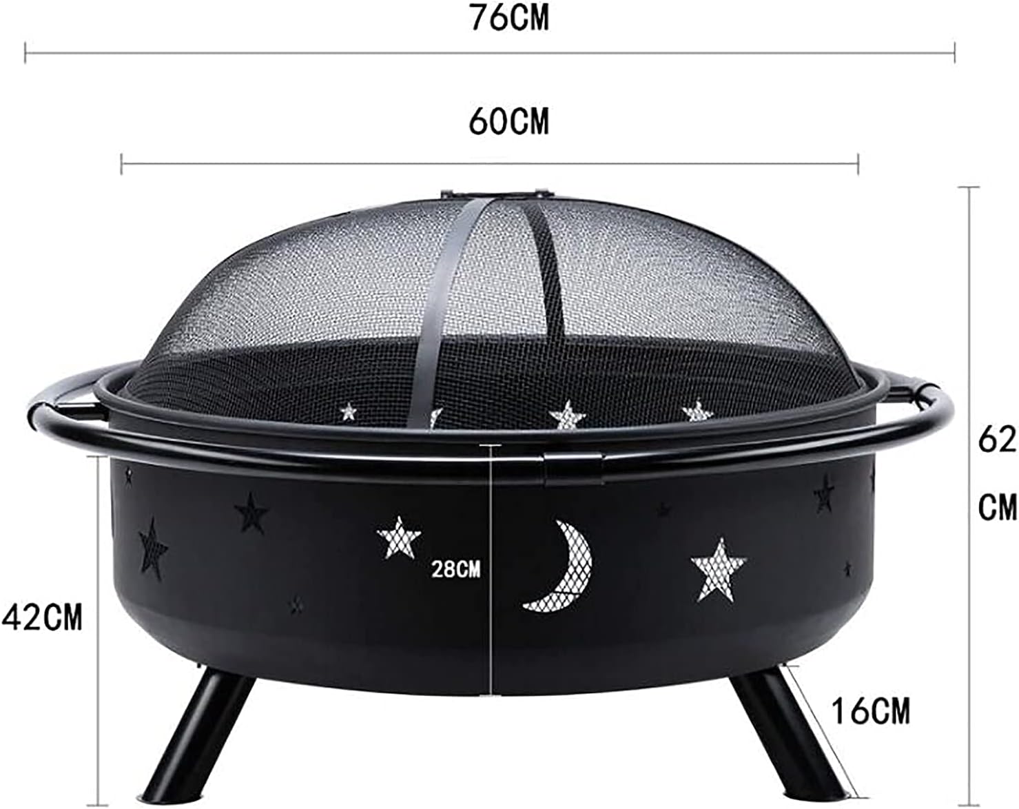 Backyard Patio Garden Stove Wood Burning BBQ Fire Pit with Spark Screen Cover,Poker,Fire Pit Cover,Grill for Campfire Bonfire,Square
