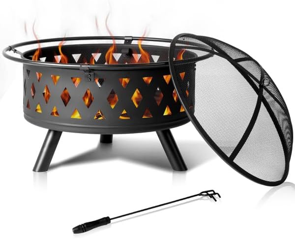 32IN Metal Fire Pit Black