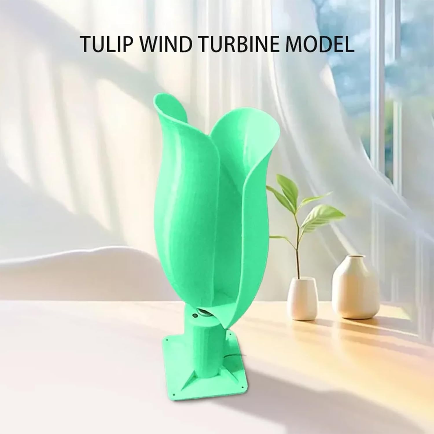 Permanent Magnet Brushless Wind Turbine Model 20W Tulip Type Vertical Wind Power Generation 1~12V Low Noise Home/Outdoor Easy Installation(1pc(green))