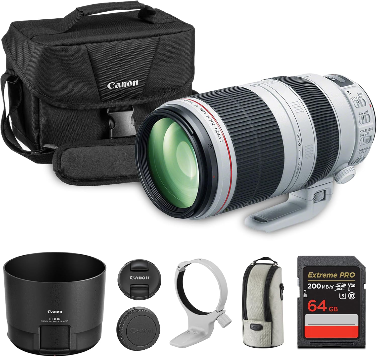 Canon EF 100-400mm f/4.5-5.6L is II USM Lens | L-Series Telephoto Zoom with Image Stabilization & Fast Autofocus | Ideal for Sports, Wildlife & Travel (9524B002) Bag + 64GB Memory Card