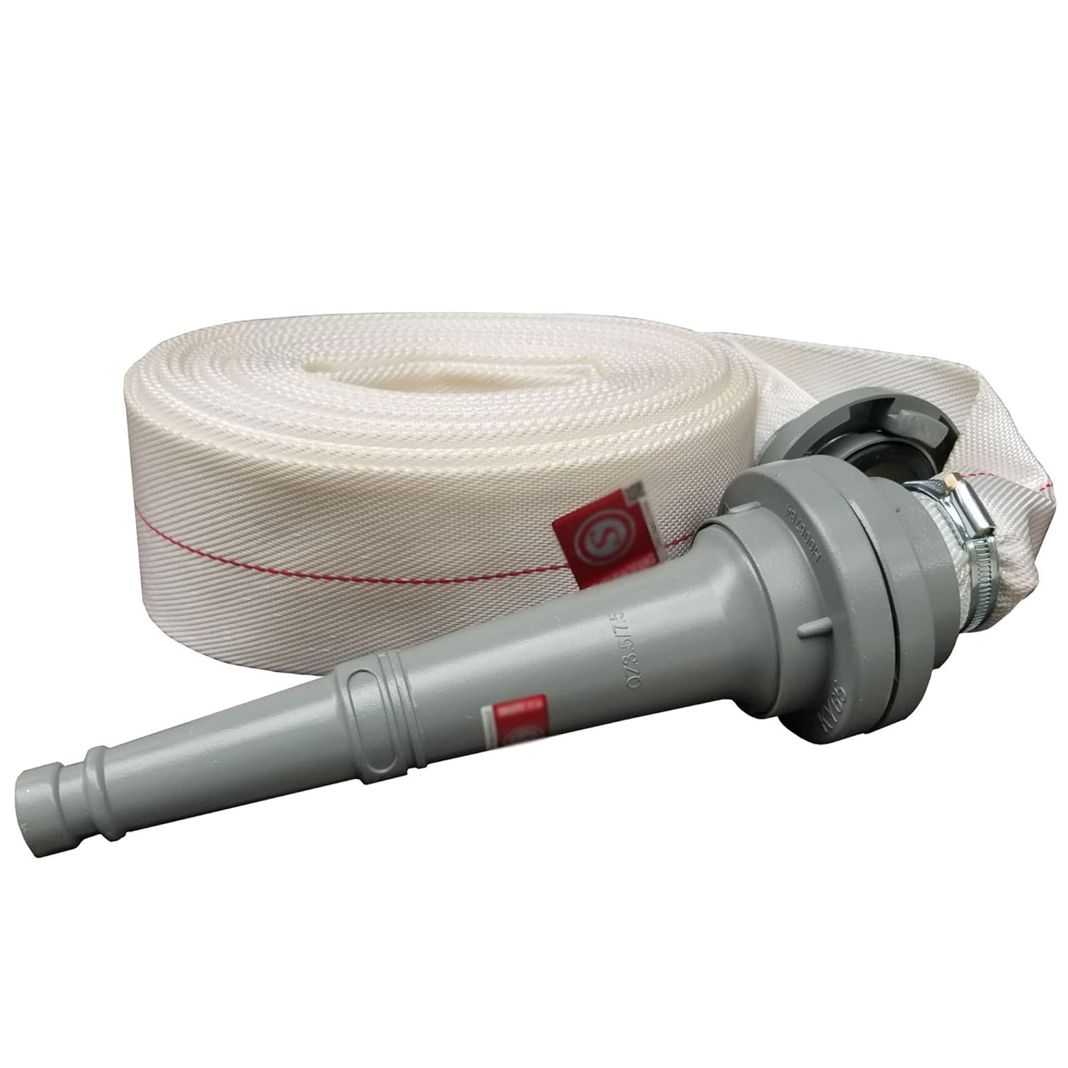 Fire Hose, Lay Flat Heavy Duty Backwash/Discharge Firehose, with Interface and Nozzle, for Household and Industrial Use（66/82FT）(12.5,20 meters/66ft)